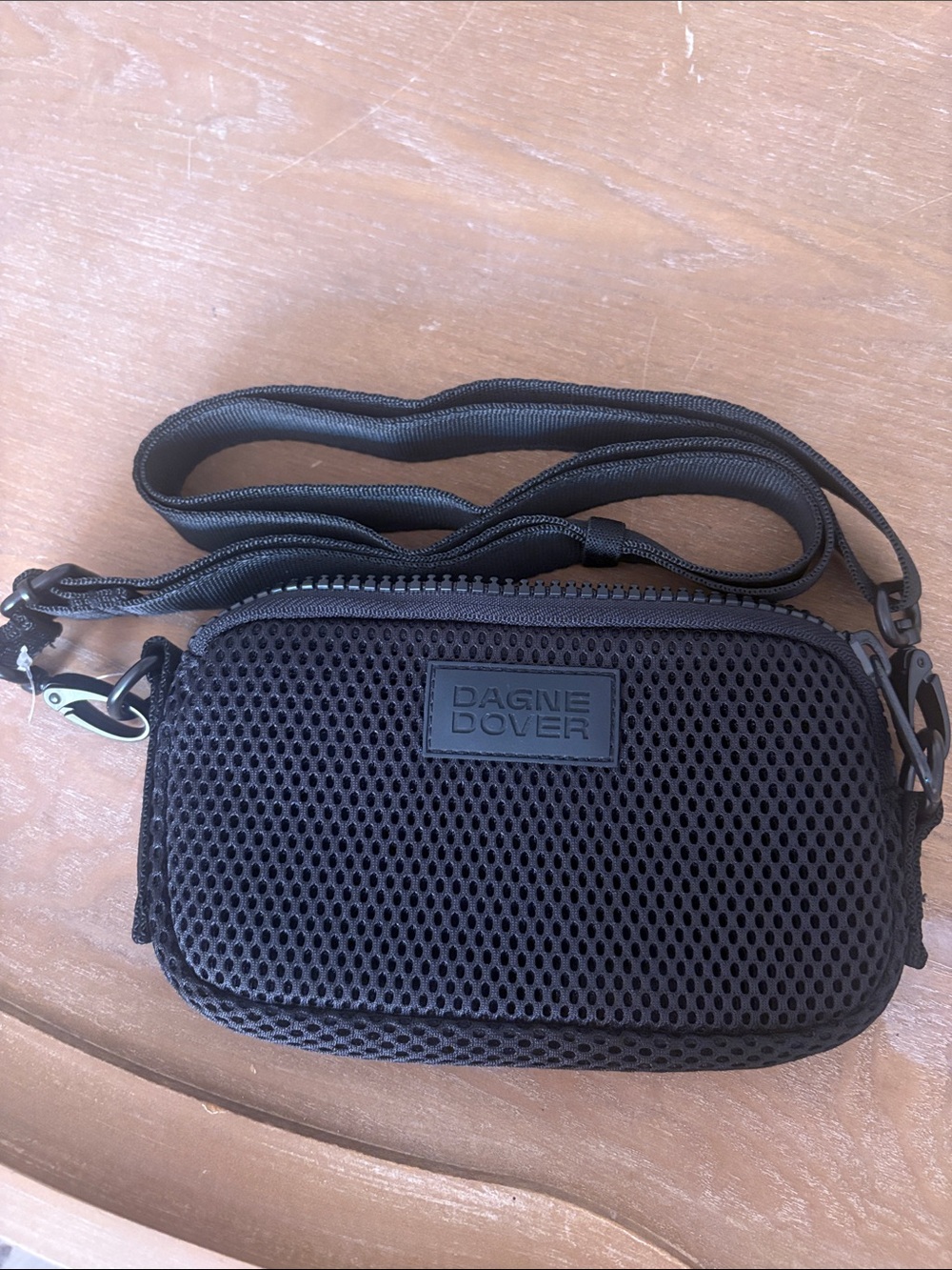 Dagne Dover Black Mesh Crossbody Belt Bag